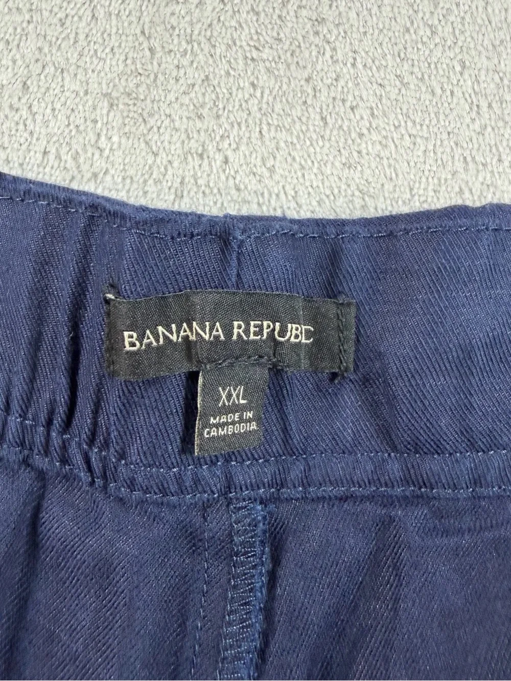Banana Republic Womens XXL Tapered Crop Pants Blue‎ Lyocell Linen Blend